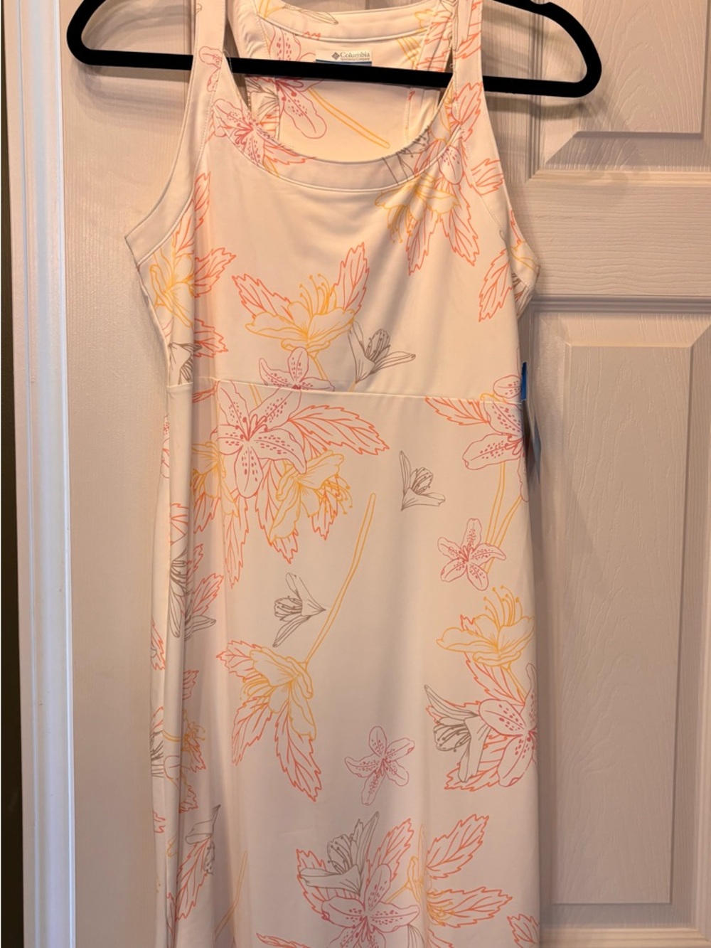 Columbia White Maxi Dress with Pink and Yellow Floral Print